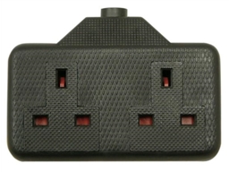 EXTENSION SOCKET 2 GANG RUBBER BLACK PK10