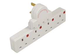 4 GANG PLUG IN ADAPTOR ANTISURGE WITH 4 SWITCHES & NEON INDICATORS