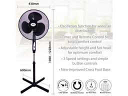 REMOTE CONTROL FAN 16" PEDESTAL OSCILLATING 3 SPEEDS BLACK