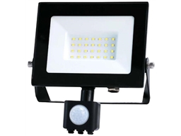 LED 30W PIR FLOODLIGHT FITTING BLACK 65K DAYLIGHT