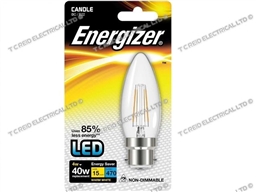 ENERGIZER FILAMENT LED CLEAR CANDLE BC B22 27K WARM WHITE 4W 470LM