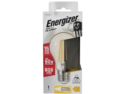 ENERGIZER FILAMENT LED CLEAR GLS BULB ES E27 27K WARM WHITE 6.2W 806LM