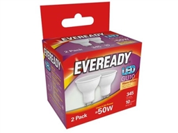 EVEREADY LED GU10 3K WARM WHITE 4.2W = 50W 345LM PK2 X 6 S15291