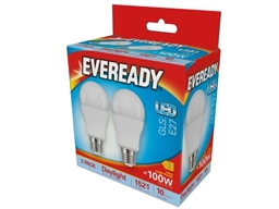 BULBS LAMPS LIGHTS WATT   EVEREADY LED GLS ES E27 65K DAY LIGHT 13W 1560LM = 100W PK2 X 6 