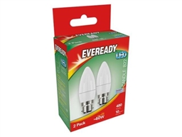 EVEREADY LED CANDLE BC B22 65K DAY LIGHT 5W = 40W 480LM PK2 X 6 S15298