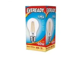 EVEREADY FILAMENT LED GLS ES E27 27K WARM WHITE 6.5W = 60W 806LM PK5 S15486