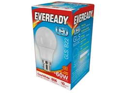 EVEREADY LED GLS BC B22 4K COOL WHITE 8.2W = 60W 820LM PK5 S14314