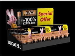 DURACELL PLUS 100 BATTERY CDU 34 CARDS OF 8PK - AA x24 & AAA x10 