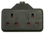 EXTENSION SOCKET 2 GANG RUBBER BLACK PK10