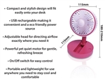 USB RECHARGABLE DESK FAN ADJUSTABLE HEAD PINK