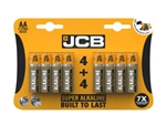 JCB AA LR6 BATTERY SUPER ALKALINE PK4 + 4 FREE x 12 CARDS