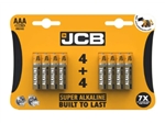 JCB BATTERY AAA R03 SUPER ALKALINE PK4 + 4 FREE x 12 CARDS